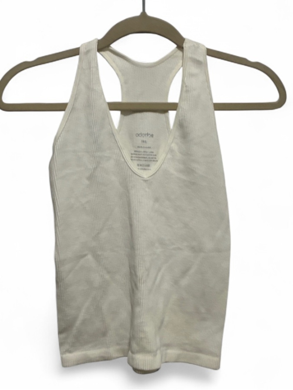 NWT Ododos White Ribbed V Neck Cropped Tank Top